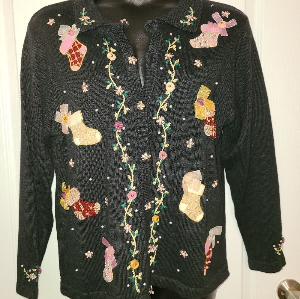 ✂️💲DROP- VTG Holiday Cardigan Sweater Sz L